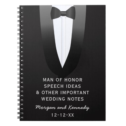 Carnet Tuxedo Homme d'honneur Mariage Discours Idées Carn (Devant)