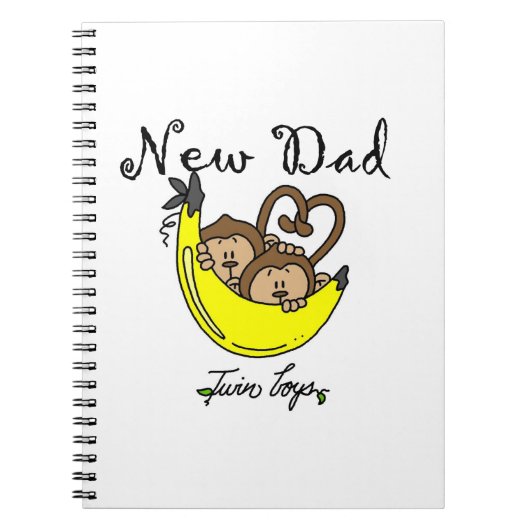 Carnet Twin Boys Singes Nouveau Papa Cadeaux (Devant)