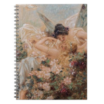 Two Fairies Embracing in a Landscape with a Swan