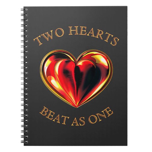 Carnet Two Hearts Beat As One Soulmate Valentine Black (Devant)
