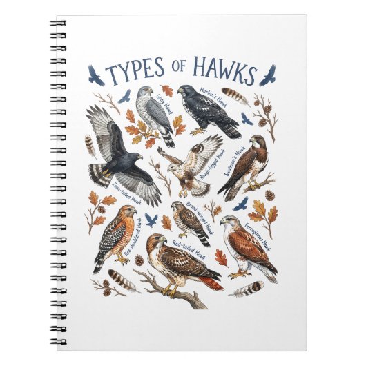 Carnet Types de faucons aquarelle oiseau faune (Devant)