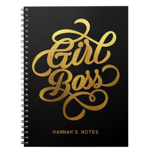 Carnet Typographie Boss Girl Gold Foil Noir (Devant)