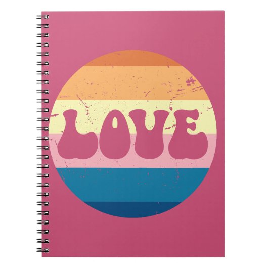 Carnet Typographie D'Amour Rétro Sur Les Rayures De Couch (Devant)