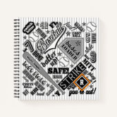 Carnet Typographie de baseball rayures noires et blanches (Devant)