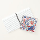 Carnet Typographie de baseball Rayures rouges blanches et (Intérieur)