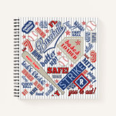 Carnet Typographie de baseball Rayures rouges blanches et (Devant)