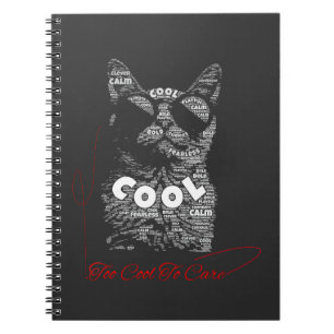 Carnet Typographie de chat Too Cool To Care
