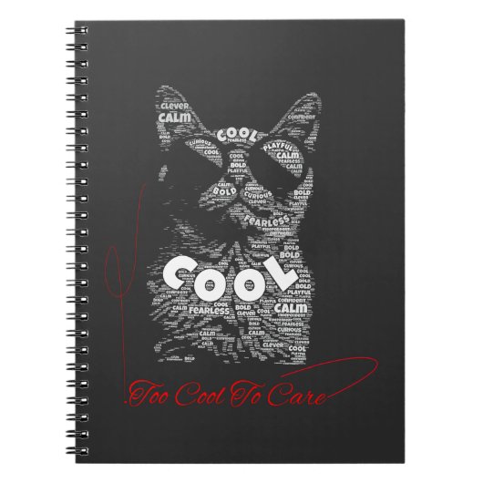 Carnet Typographie de chat Too Cool To Care (Devant)