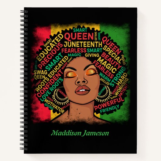 Carnet Typographie de la fille noire moderne Script Motiv (Devant)