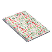 Carnet Typographie de Noël Rouge & Vert Motif sans coutur (Côté Droit)