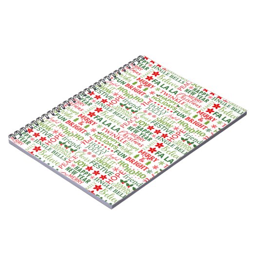 Carnet Typographie de Noël Rouge & Vert Motif sans coutur (Côté gauche)