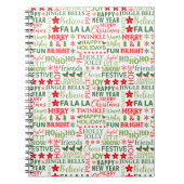 Carnet Typographie de Noël Rouge & Vert Motif sans coutur (Devant)