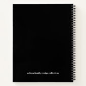 Carnet Typographie de nom de famille noir et blanc budget (Dos)