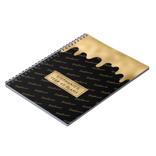 Carnet Typographie de script élégante Gold Foil Nom Motif (Côté gauche)