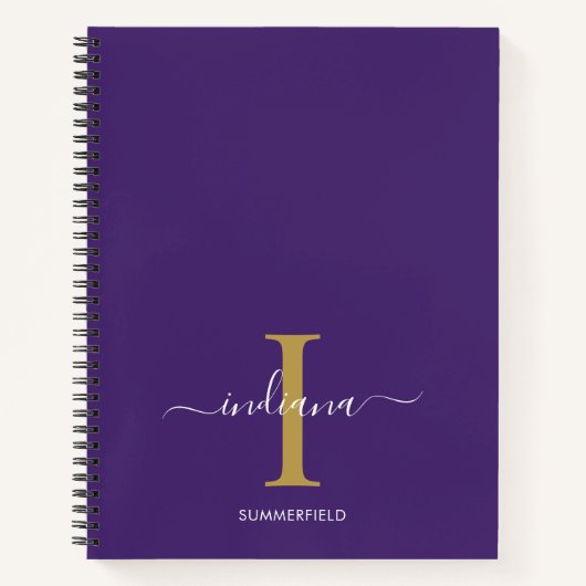 Carnet Typographie de script monogramme violet personnali (Devant)