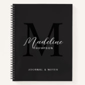 Carnet Typographie de script noir moderne Monogramme init (Devant)