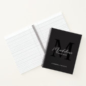 Carnet Typographie de script noir moderne Monogramme init (Intérieur)