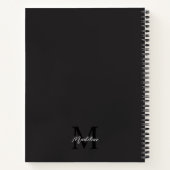 Carnet Typographie de script noir moderne Monogramme init (Dos)