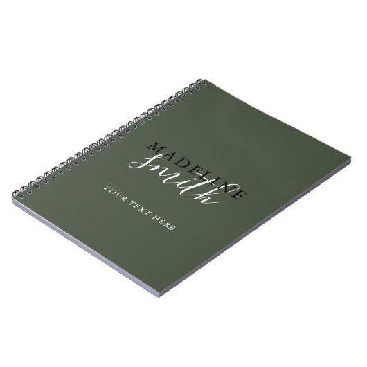 Carnet Typographie de script vert foncé moderne (Côté gauche)