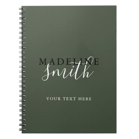 Carnet Typographie de script vert foncé moderne (Devant)