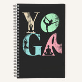 Carnet Typographie du Yoga rétro avec silhouettes de Pose (Recto)