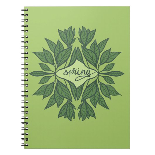 Carnet Typographie esthétique Feuille du printemps vert (Devant)