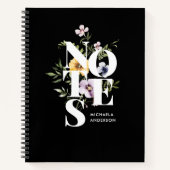 Carnet Typographie moderne Aquarelle Fleurs sauvages & No (Devant)