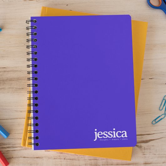 Carnet Typographie moderne arrondie bleu électrique