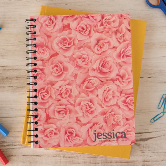 Carnet Typographie Moderne Arrondie Rose Regroupée