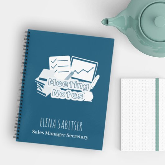 Carnet Typographie moderne Cadet Blue Notes de réunion