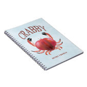 Carnet Typographie moderne Crabby rouge Crabe Nautique ma (Côté Droit)