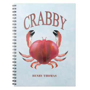 Carnet Typographie moderne Crabby rouge Crabe Nautique ma