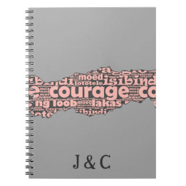 Carnet Typographie moderne du Courage Gris et Rose