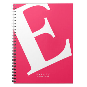 Carnet Typographie moderne du nom Initial sur rose vibre