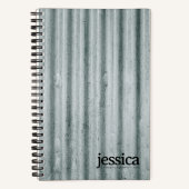 Carnet Typographie moderne en acier ondulé gris-bleu (Recto)