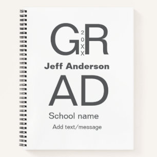 Carnet Typographie moderne graduation simple minimum c