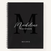 Carnet Typographie noir moderne Monogramme Recette (Devant)
