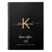 Carnet Typographie noir or monogramme bureau école (Devant)