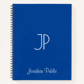 Carnet Typographie Nom Modèle Monogram Deep Blue (Devant)