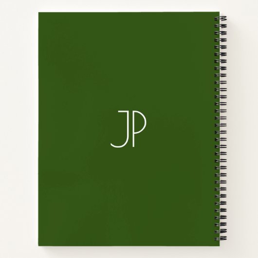 Carnet Typographie Nom Monogram Forest Green Sofcover (Dos)