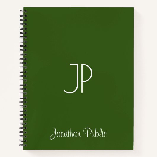 Carnet Typographie Nom Monogram Forest Green Sofcover (Devant)