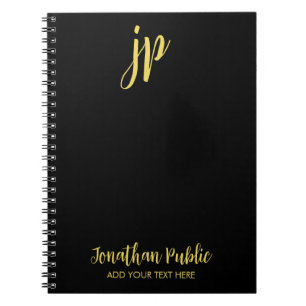 Carnet Typographie Or Premier Monogramme Nom Noir