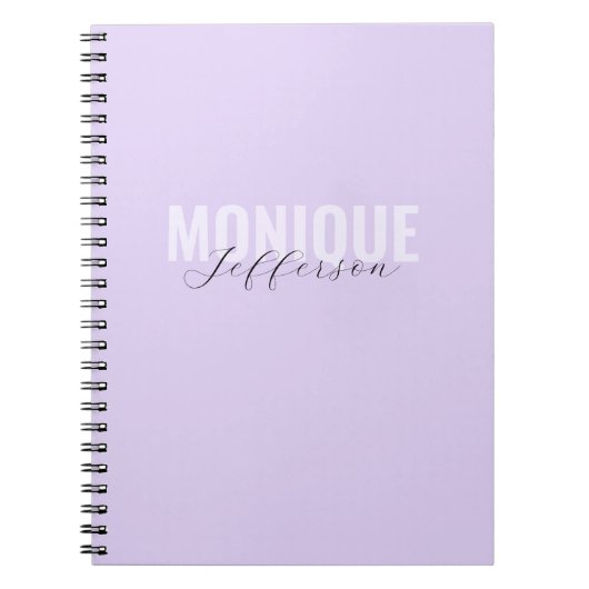 Carnet Typographie & Script Lilac Lavender Monogramme (Devant)