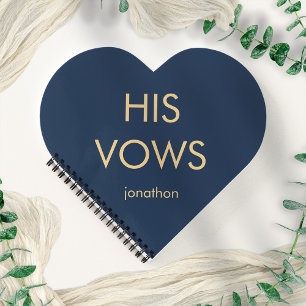 Carnet Typographie simple Gold Navy Ses Vows forme coeur