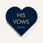 Carnet Typographie simple Gold Navy Ses Vows forme coeur (Devant)