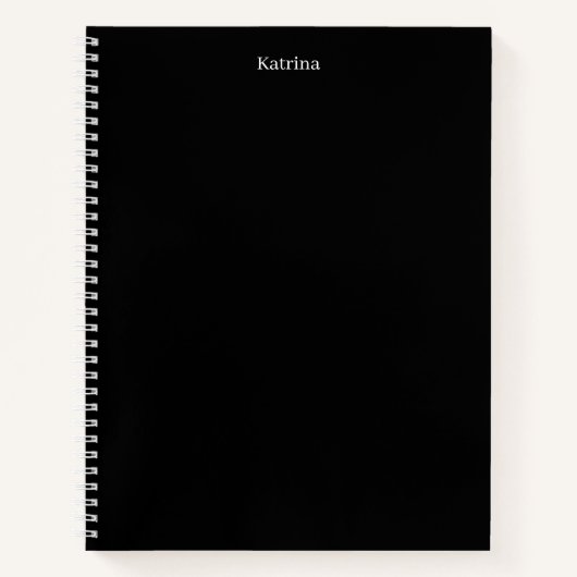 Carnet Typographie simple Nom personnalisé Noir Blanc (Devant)