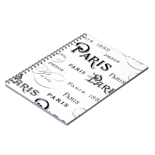 Carnet Typography Calligraphy Paris France Eiffel Tower (Côté gauche)