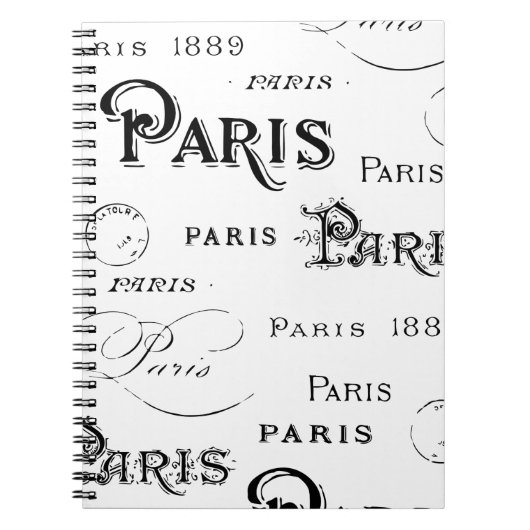 Carnet Typography Calligraphy Paris France Eiffel Tower (Devant)