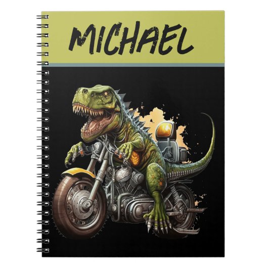 Carnet Tyrannosaurus Rex Dinosaur Monter une moto (Devant)