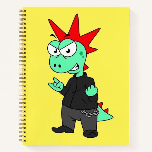 Carnet Tyrannosaurus Rex Habillé Comme Un Punk. (Devant)